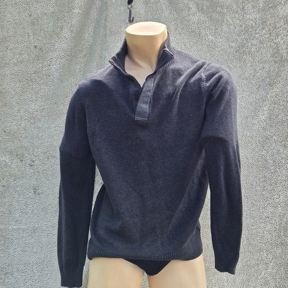 REFECTORY Men's Dark Blue Zip-Up Sweater